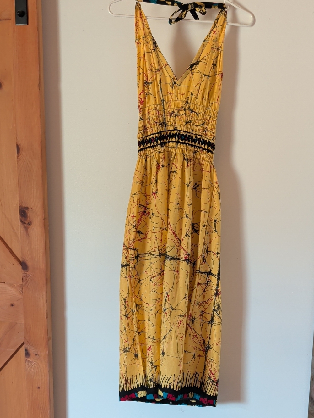 Yellow Printed Sleeveless Midi Dress